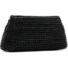 TOTEME Black Mini T-Lock Woven-Leather Clutch