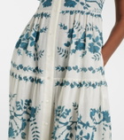 Erdem Floral cotton and linen tiered shirt dress
