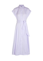 Polo Ralph Lauren Striped Belted Cotton Shirt Dress Purple