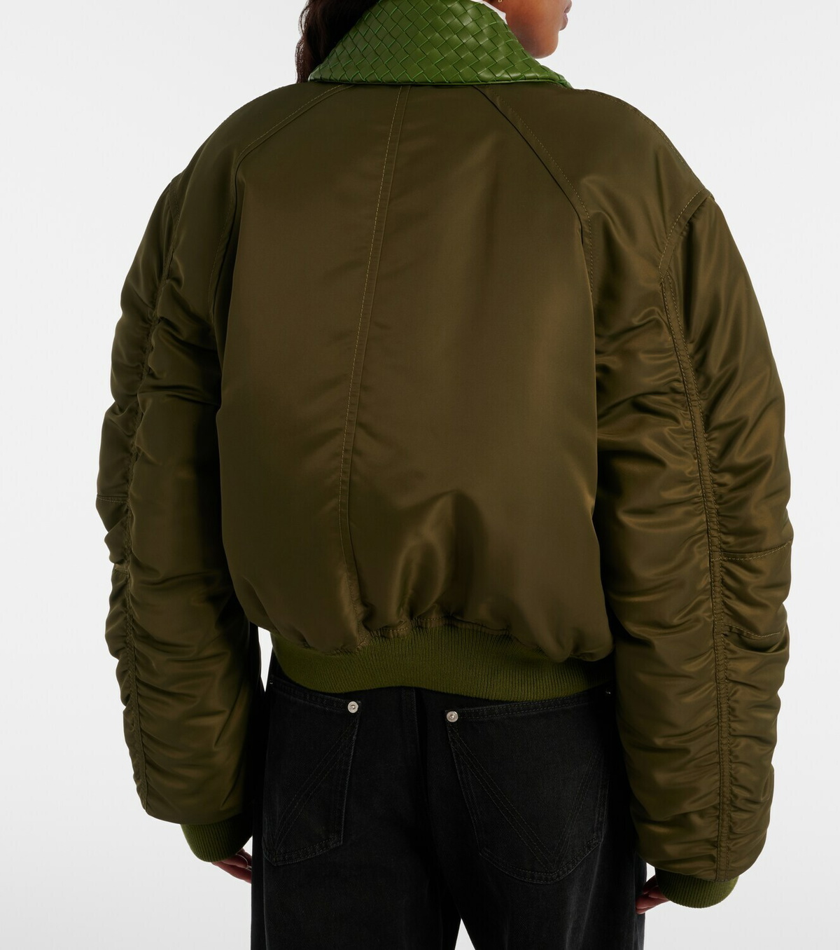 Bottega Veneta Intrecciato leather-trimmed bomber jacket