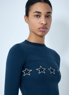 Balenciaga Star Embroidered Ribbed Top