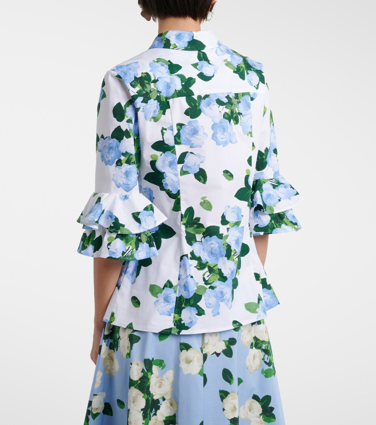 Carolina Herrera Floral ruffled cotton-blend shirt