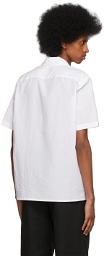 Isaia White Camp Collar Seersucker Shirt