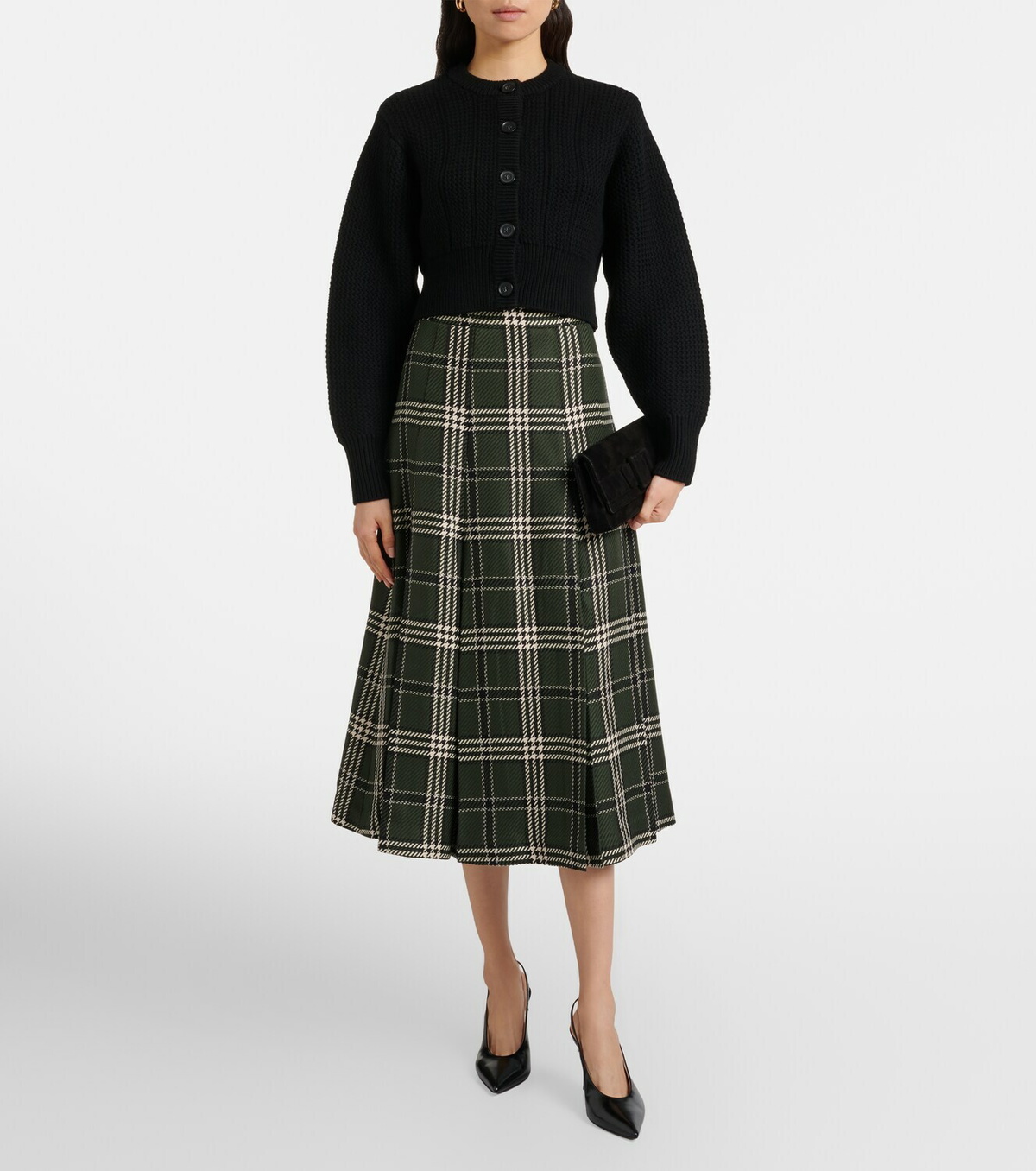 Emilia Wickstead Kensie checked wool-blend midi skirt