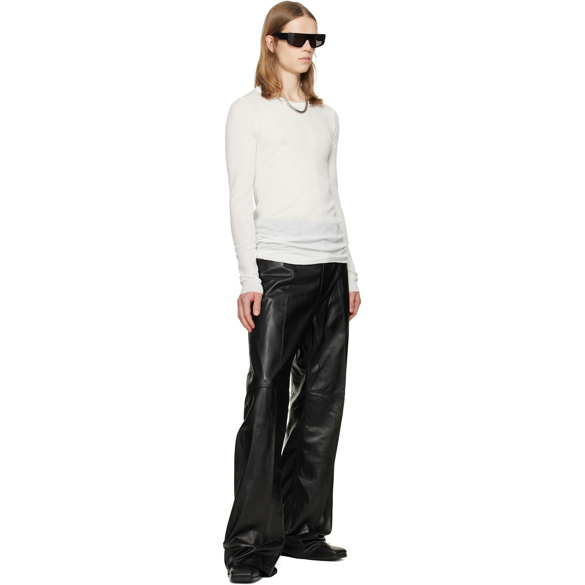 Rick Owens Black Tower Geth Leather Pants