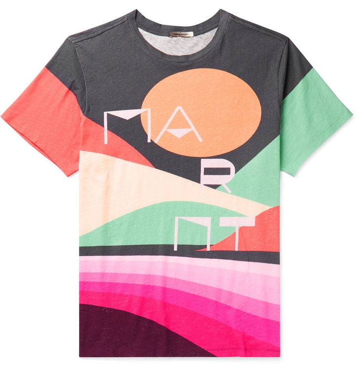 Photo: Isabel Marant - Zaffim Printed Cotton-Jersey T-Shirt - Multi