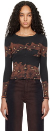 Eckhaus Latta Black & Brown Lapped Baby Crewneck T-shirt