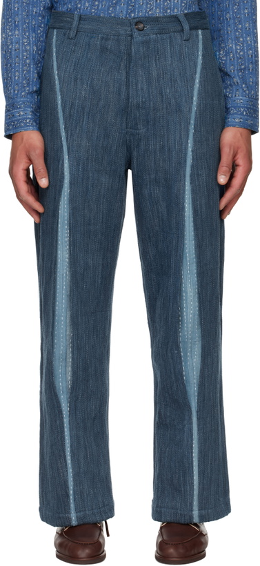 Photo: Kartik Research Blue Knee Pleat Jeans