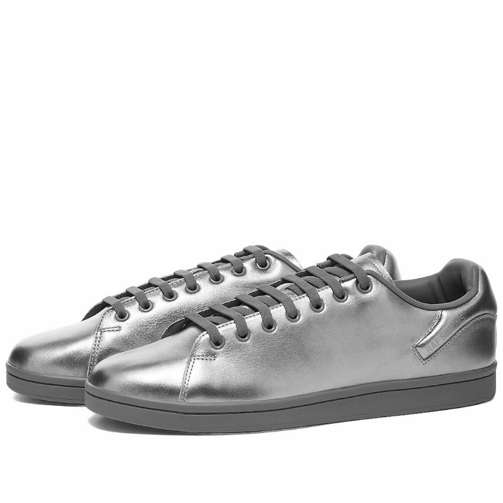 Photo: Raf Simons Men's Orion Leather Cupsole Sneakers in Silver