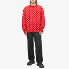 Balenciaga Men's All Over Logo Crew Knit in Red/White
