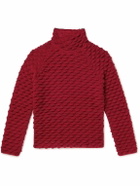 Bottega Veneta - Fish Scale Wool-Blend Mock-Neck Sweater - Red