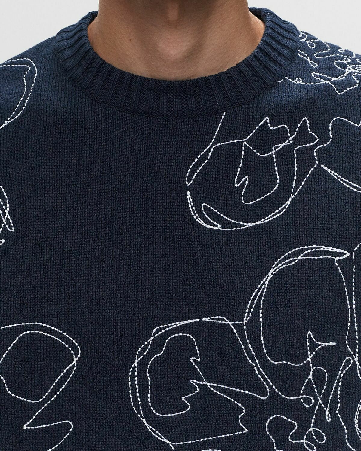 Arte Antwerp Flower Stitch Allover Knit Blue Pullovers Arte Antwerp