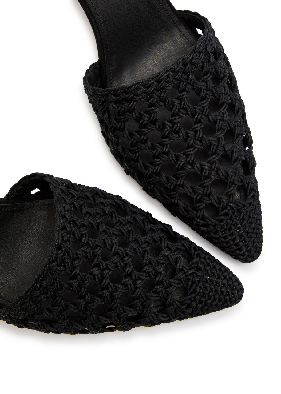 Jacquemus Les Espadrilles 80 Macramé Wedge Sandals Black