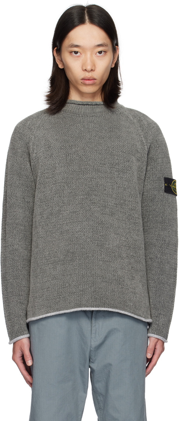 Stone Island Gray Mock Neck Sweater Stone Island Stone Island Gray Mock Neck Sweater Stone Island