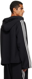 Y-3 Black Hooded 3-Stripe Track Jacket