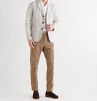 MAN 1924 - Tomi Slim-Fit Tapered Cotton-Corduroy Drawstring Trousers - Neutrals