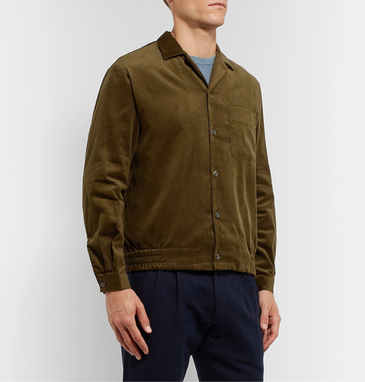 Camoshita Camp Collar Cotton Corduroy Overshirt Brown Camoshita