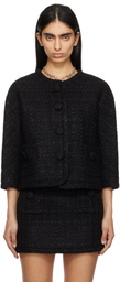 Marc Jacobs Black Tweed Backwards Lady Jacket