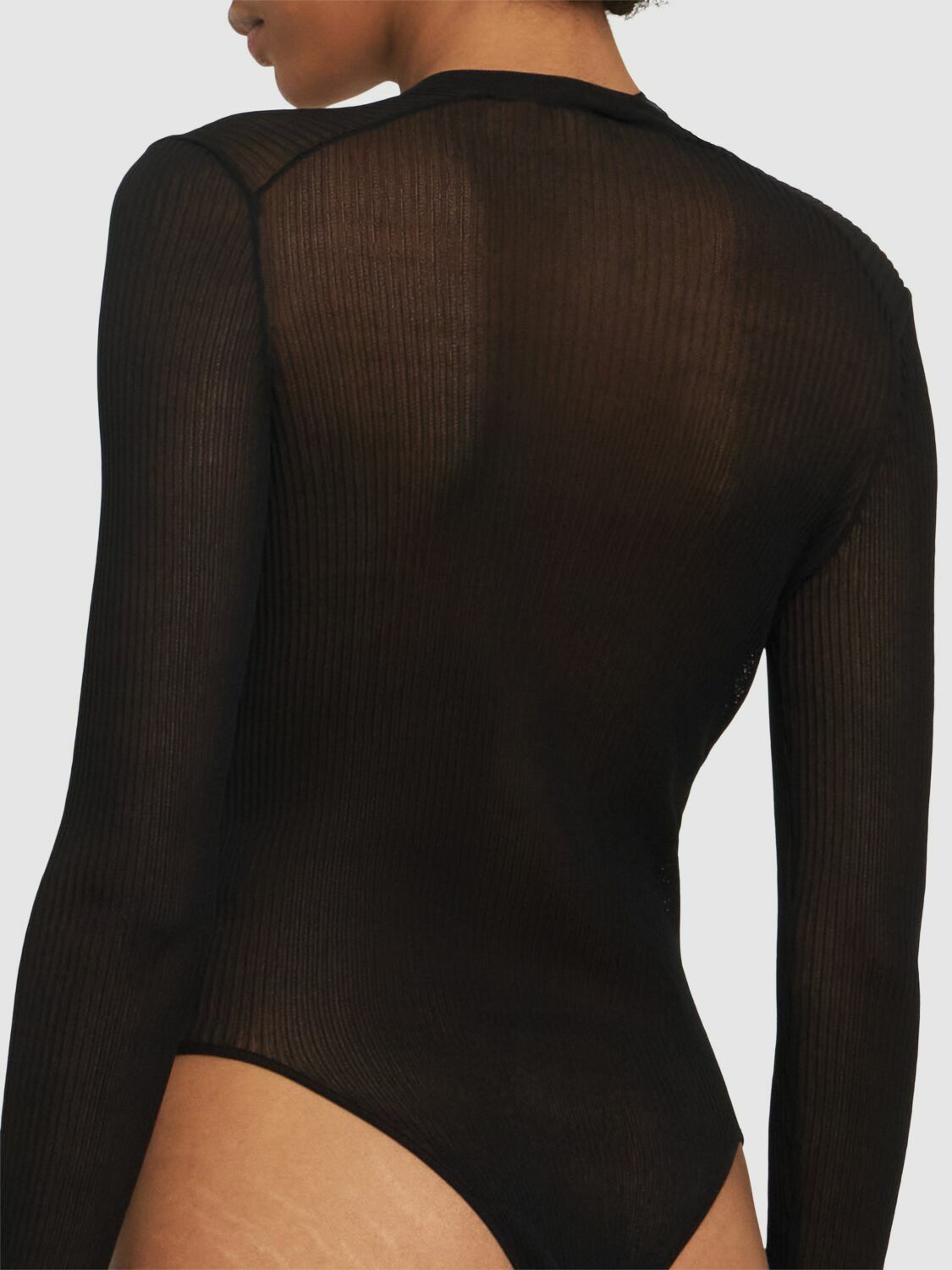 PETAR PETROV - Silk Knit V-neck Long Sleeve Bodysuit