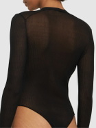 PETAR PETROV - Silk Knit V-neck Long Sleeve Bodysuit