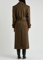 Aexae Double-breasted Belted Wool-blend Coat Brown