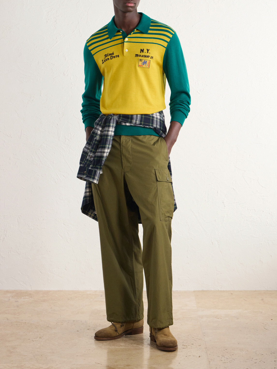 Aimé Leon Dore - Logo-Embroidered Merino Wool Polo Shirt - Yellow