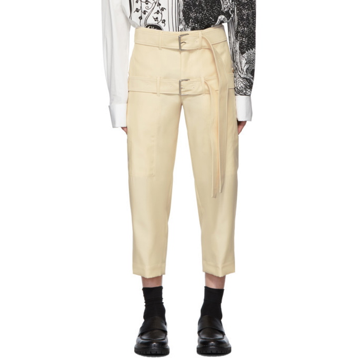 Photo: Lanvin Off-White Cropped Double Belt Trousers