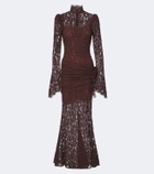 De La Vali Bodita draped cotton-blend lace gown