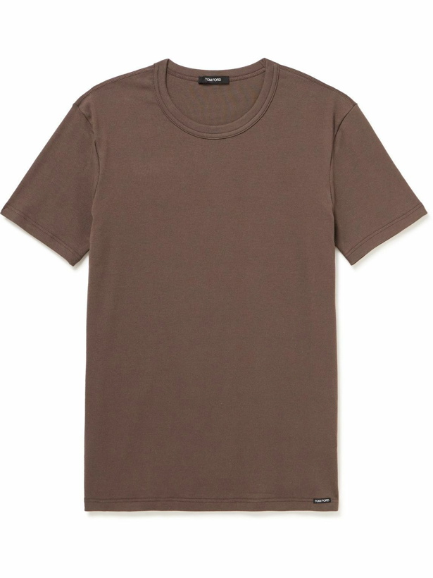 Photo: TOM FORD - Stretch-Cotton Jersey T-Shirt - Brown