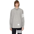 Thom Browne Grey 4-Bar Solid Stripe Shirt