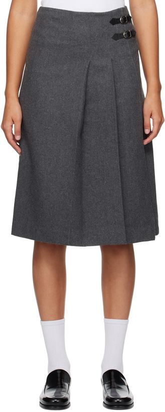 Photo: Dunst Gray Belted Midi Skirt