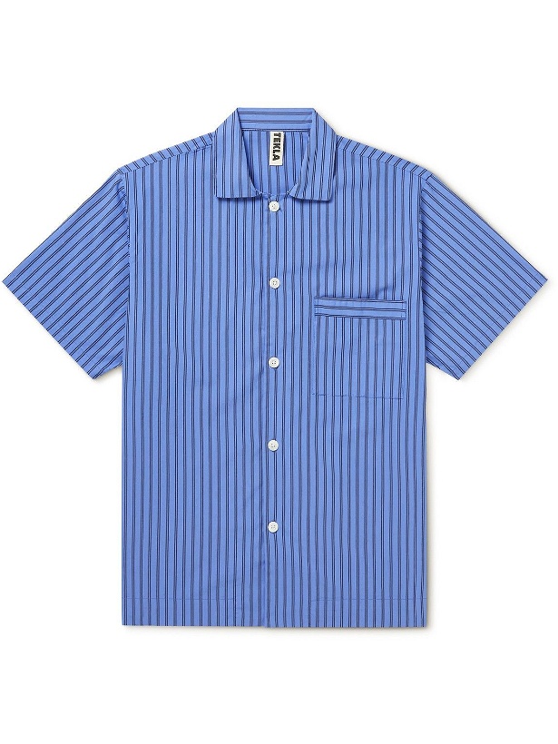 Photo: TEKLA - Striped Organic Cotton-Poplin Pyjama Shirt - Blue