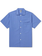 TEKLA - Striped Organic Cotton-Poplin Pyjama Shirt - Blue