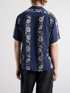 KAPITAL - Toggle & Maille Convertible-Collar Printed Woven Shirt - Blue