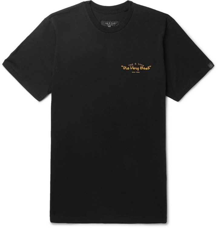Photo: rag & bone - Logo-Embroidered Cotton-Jersey T-Shirt - Black