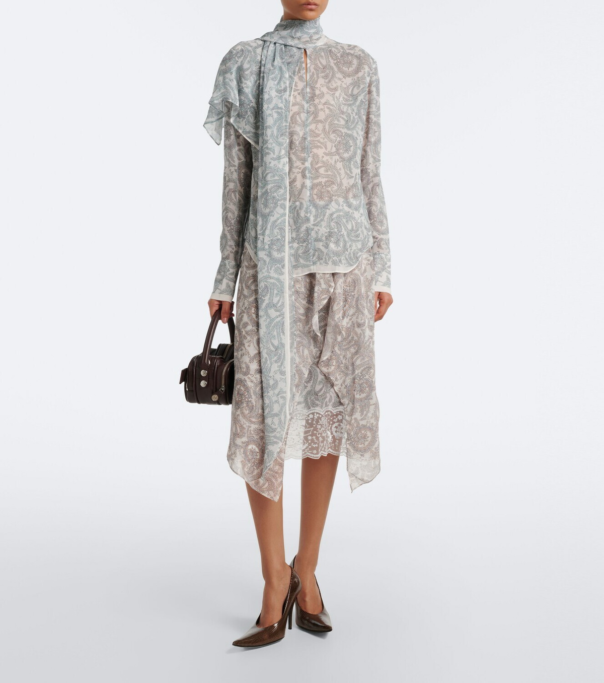 Acne Studios Caped paisley silk crêpe blouse