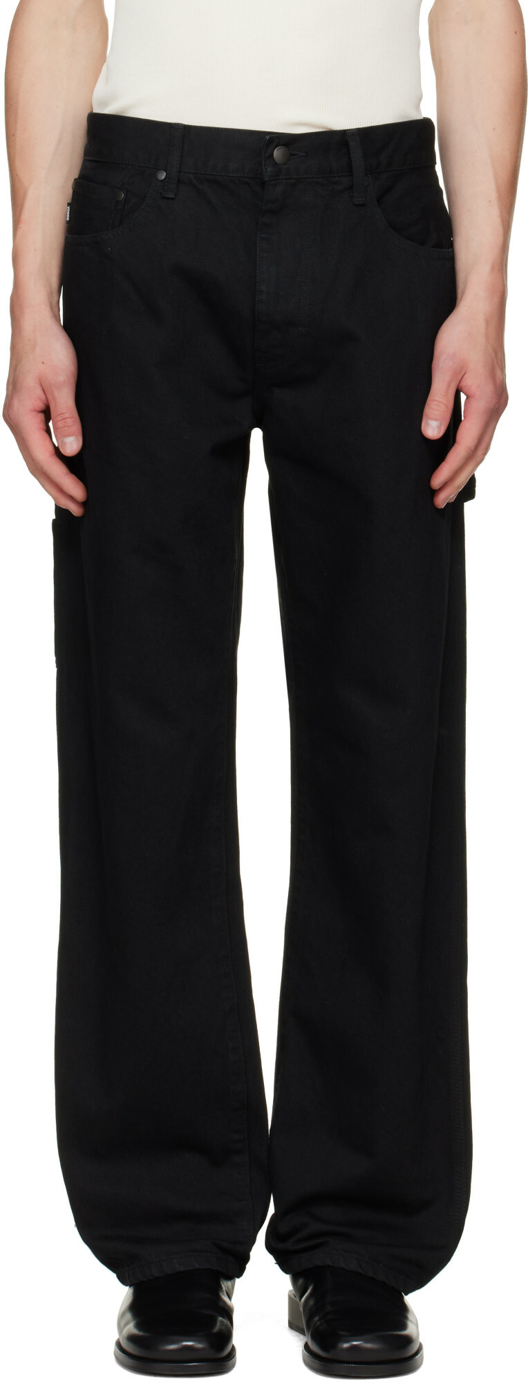 vowels Black Overdyed Painter Jeans