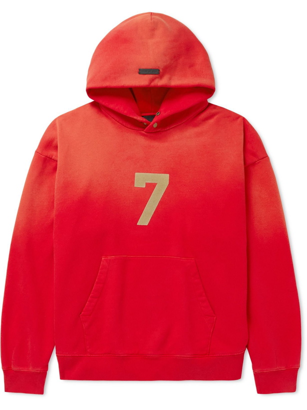 Photo: Fear of God - Logo-Flocked Cotton Jersey Hoodie - Red