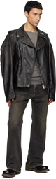 Maison MIHARA YASUHIRO Black Vest Combined Coating Faux-Leather Jacket