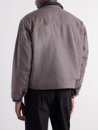 FrizmWORKS - Distressed Leather-Trimmed Cotton-Canvas Jacket - Brown