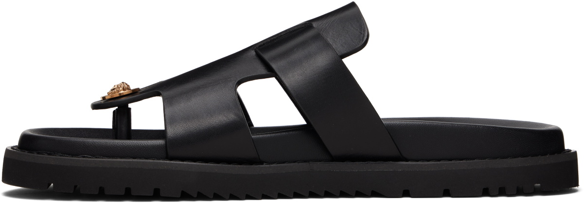 Versace Black Leather Sandals