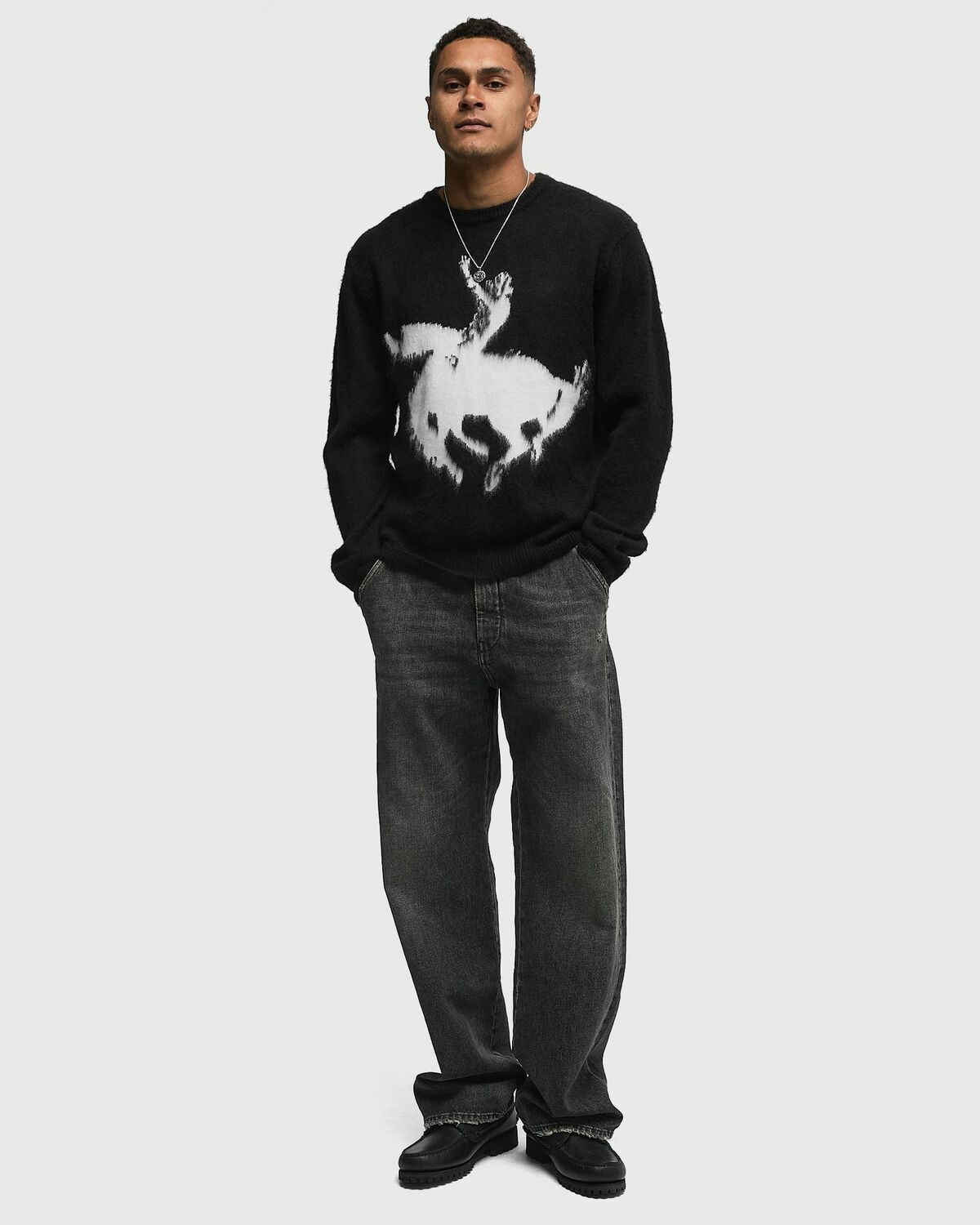 One of these Days COWBOY KNIT Black Mens Pullover