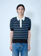 Wales Bonner Striped Knit Polo Shirt