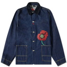 Kenzo Men's Embroidered Poppy Workwear Denim Jacket in Ink