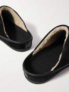 Mulo - Shearling-Lined Suede Slippers - Black