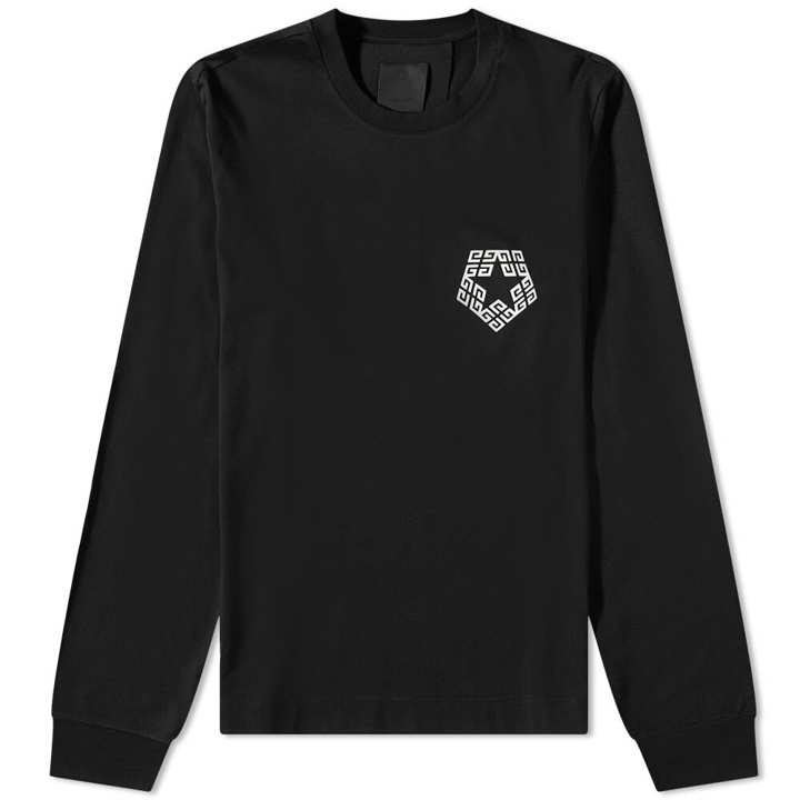 Photo: Givenchy Men's Long Sleeve 4G Star Chest Logo T-Shirt in Black