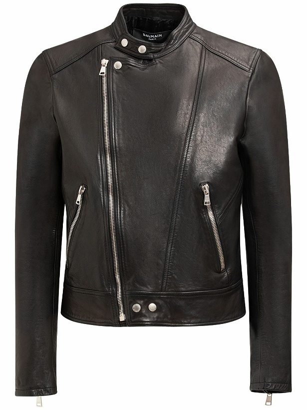 Photo: BALMAIN - Zipped Leather Biker Jacket