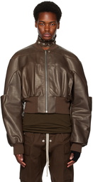 Rick Owens Brown Girdered Leather Jacket