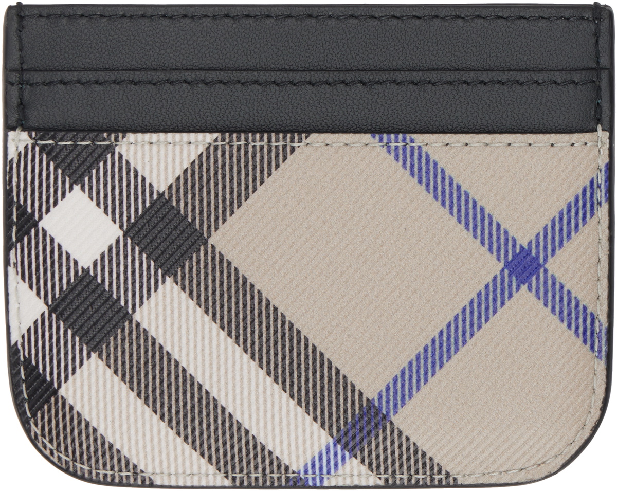 Burberry Black & Beige Check Card Holder