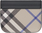 Burberry Black & Beige Check Card Holder